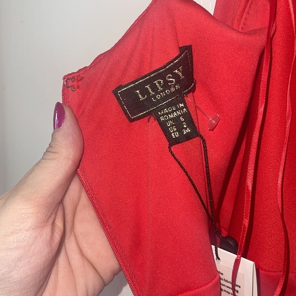 New Lipsy Cowl Neck Red Maxi Dress size 2 floor length ball gown prom wedding - Picture 5 of 5